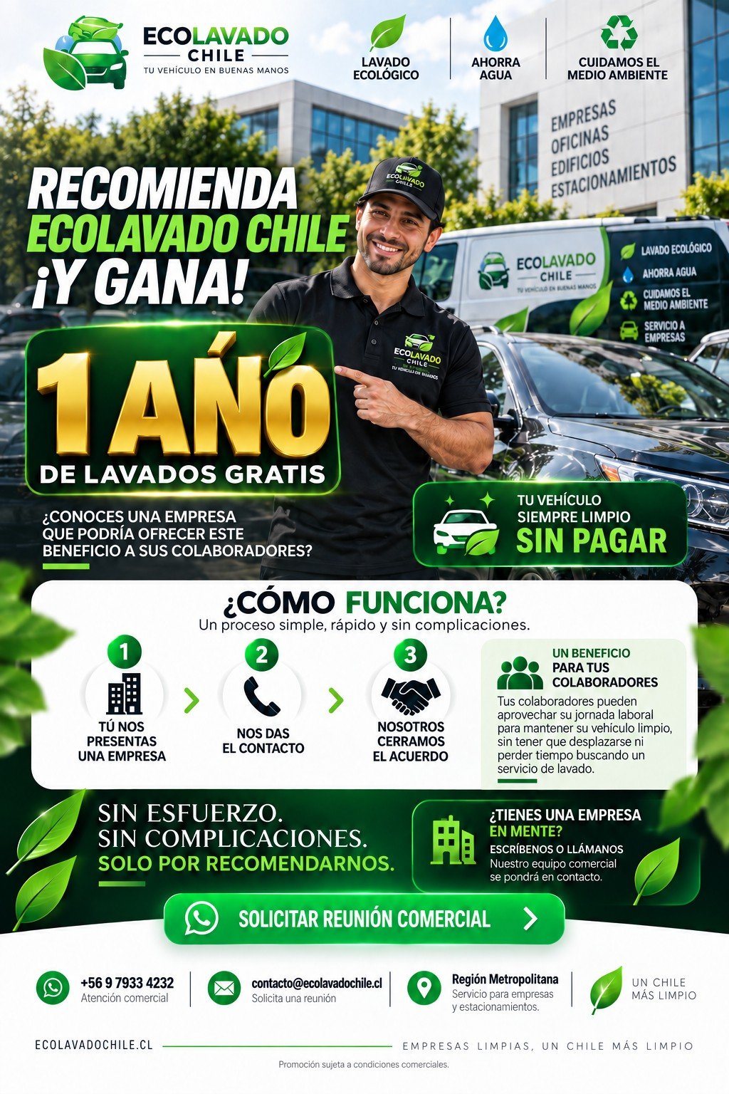 Recomienda Ecolavado Chile y gana 1 año de lavados gratis